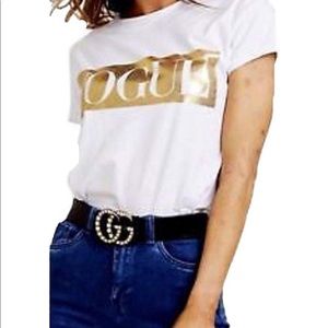 Vogue gold foil white tee shirt top